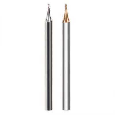 2-flute Tungsten Carbide End Mill dengan Diameter Mikro dan 60° Flat Cutting Edge untuk Baja dan Aluminium