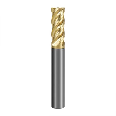 Mata End Mill Karbida Tungsten 4-Flute Kekerasan 70° HRC dengan Lapisan Alnovz3 Khusus untuk Pemotong Penggilingan CNC Baja Tahan Karat