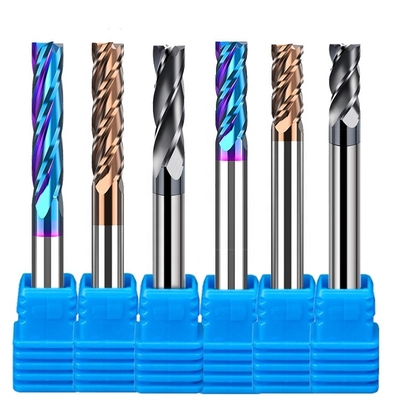 Tungsten Solid Carbide Coated 3mm 8mm 4 Flute Carbide End Mill Untuk Cnc