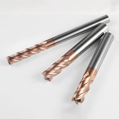 4-Flute Tungsten Carbide End Mill dengan Chip Flute dan 55 derajat flat cutting edge untuk CHISEL TOOL STEEL dan CNC Machines
