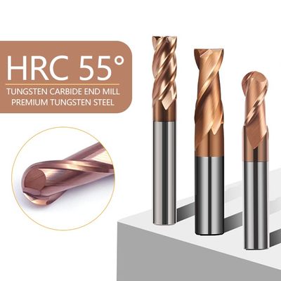 0.6um Ukuran Biji Tungsten Karbida End Mill dengan Diameter Pemotongan 1-20mm dan 55-Deep Groove untuk CNC Machining