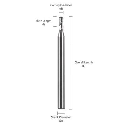 Mata End Mill Tungsten Karbida dengan Panjang Flute 2-8mm, Diameter Shank 4mm, dan Panjang Keseluruhan 50mm untuk Pengerjaan Presisi