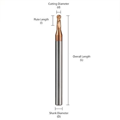 Mata End Mill Tungsten Karbida dengan Panjang Flute 2-8mm, Diameter Shank 4mm, dan Panjang Keseluruhan 50mm untuk Pengerjaan Presisi