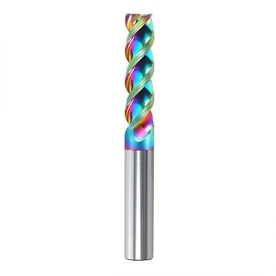 3-flute Tungsten Carbide End Mill dengan 65° U-Groove dan Fine-grained 0.6um untuk High Gloss CNC Machining