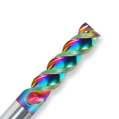 3-flute Tungsten Carbide End Mill dengan 65° U-Groove dan Fine-grained 0.6um untuk High Gloss CNC Machining