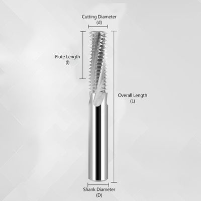 65° Full-thread Tungsten Carbide End Mill untuk M2 sampai M48 Threading dengan desain single-tooth