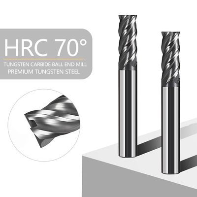 Sudut Helix 35° Ukuran Butir 0.6um Diameter Pemotongan 1-12mm Mata End Mill Tungsten Karbida untuk Pemesinan CNC