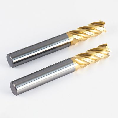Mata End Mill Karbida Tungsten 4-Flute Kekerasan 70° HRC dengan Lapisan Alnovz3 Khusus untuk Pemotong Penggilingan CNC Baja Tahan Karat