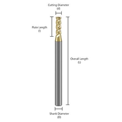 Mata End Mill Karbida Tungsten 4-Flute Kekerasan 70° HRC dengan Lapisan Alnovz3 Khusus untuk Pemotong Penggilingan CNC Baja Tahan Karat