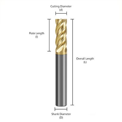 Mata End Mill Karbida Tungsten 4-Flute Kekerasan 70° HRC dengan Lapisan Alnovz3 Khusus untuk Pemotong Penggilingan CNC Baja Tahan Karat