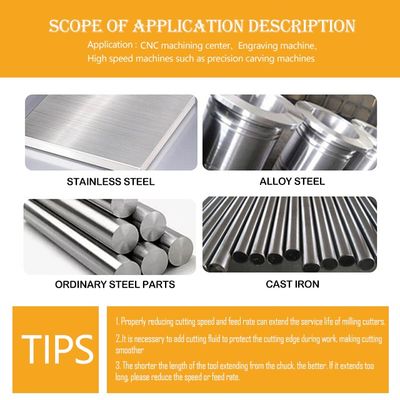 Mata End Mill Karbida Tungsten 4-Flute Kekerasan 70° HRC dengan Lapisan Alnovz3 Khusus untuk Pemotong Penggilingan CNC Baja Tahan Karat