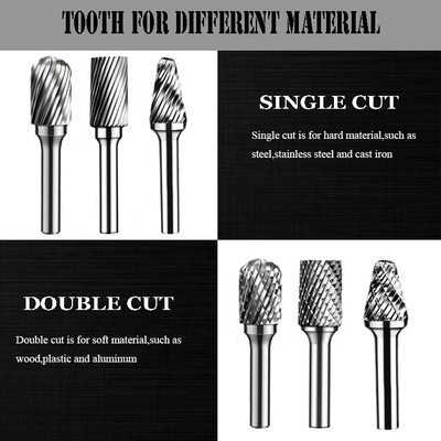 3mm 6mm Tungsten Steel Yg8 Carbide Rotary Burr Untuk Pemotong Cekung Bola Kayu