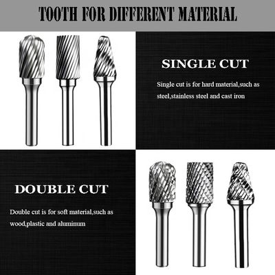 Single Double Cut Tungsten Carbide Rotary Bits 3mm Wood Sphere Concave Cutter
