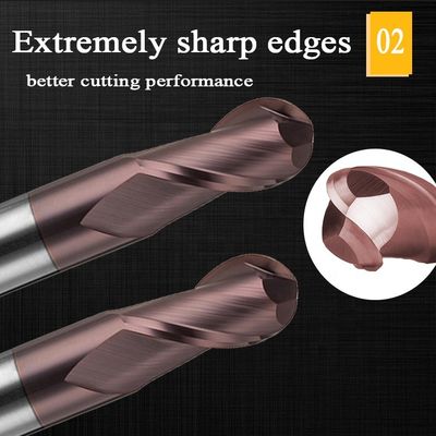 Tungsten Steel Carbide Aluminium End Mill 200mm 6 Hrc 55 Putaran R3 4 Flute Hrc 45