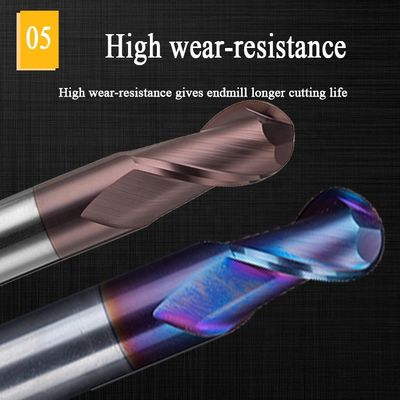 Tungsten Steel Carbide Aluminium End Mill 200mm 6 Hrc 55 Putaran R3 4 Flute Hrc 45