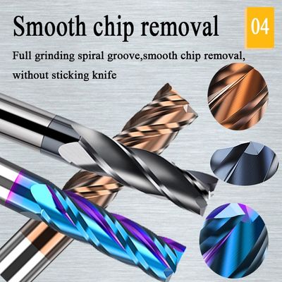 3 Seruling Persegi Tungsten Carbide End Mill 4mm 4 Seruling Pabrik Stainless Steel