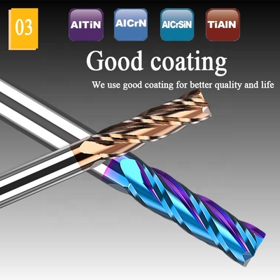 Hrc55 Carbide Solid 1/4 &quot;2 4 Flute Roughing Flat Square End Mill Alat Pemotong Bit