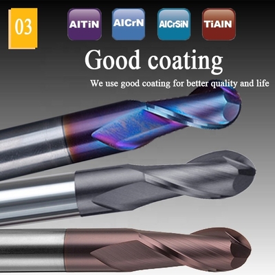 CNC Tungsten Carbide End Mill 2mm 12mm 6mm 200mm 6 Ballnose Ball Nose Pemotong Penggilingan